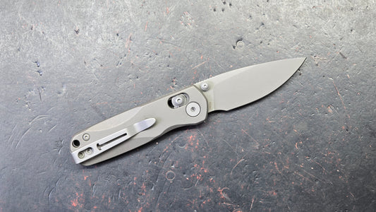 Bestechman Sprite Folding Knife Dark Bead Blast Stonewash Titanium Handle M390
