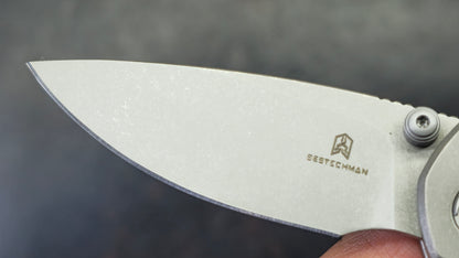 Bestechman Sprite Folding Knife Dark Bead Blast Stonewash Titanium Handle M390
