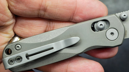 Bestechman Sprite Folding Knife Dark Bead Blast Stonewash Titanium Handle M390