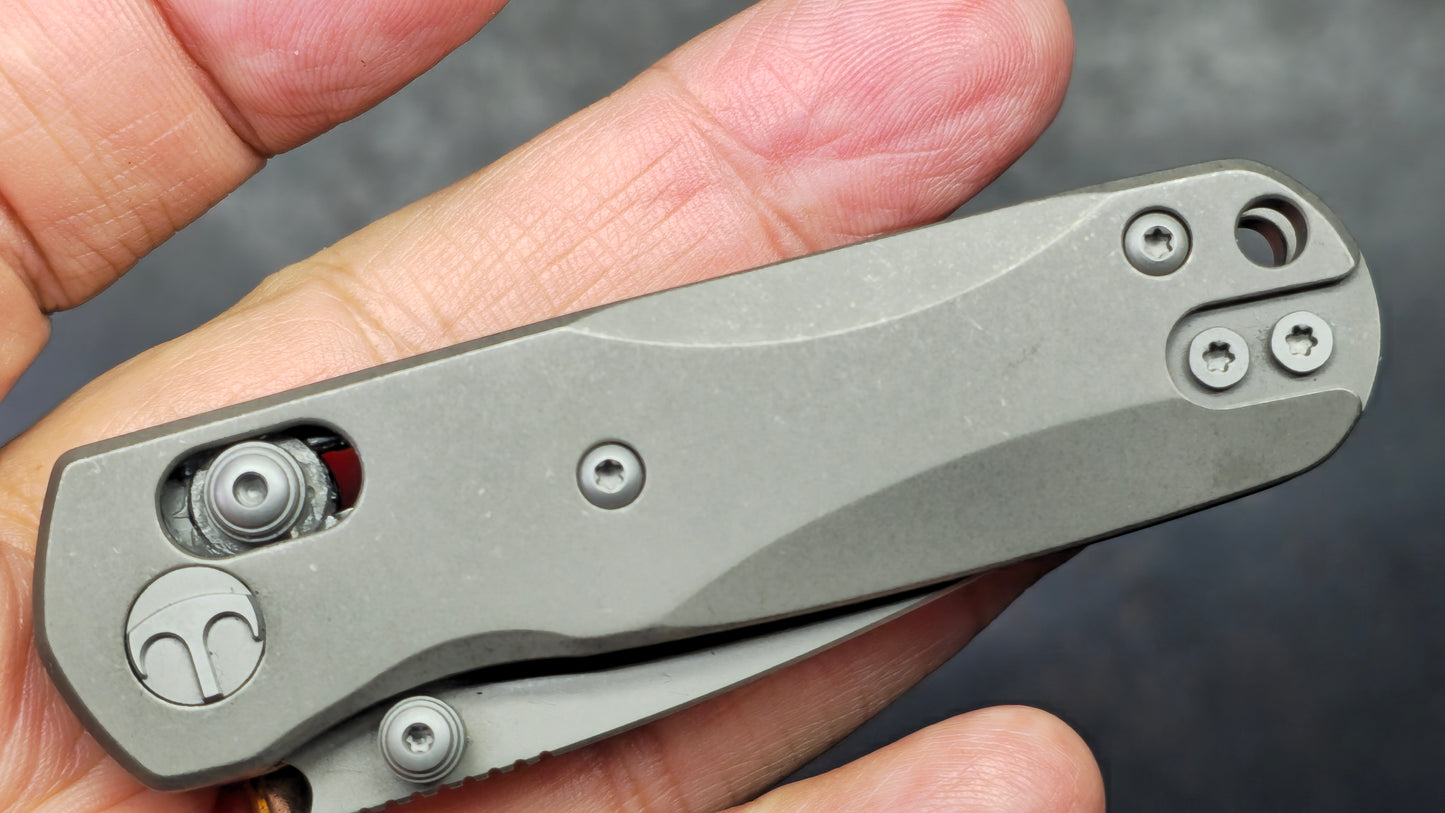 Bestechman Sprite Folding Knife Dark Bead Blast Stonewash Titanium Handle M390