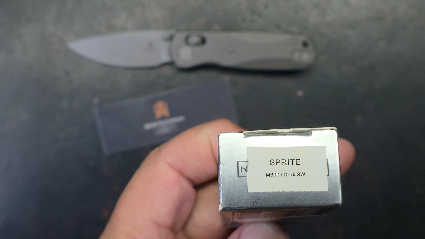Bestechman Sprite Folding Knife Dark Bead Blast Stonewash Titanium Handle M390