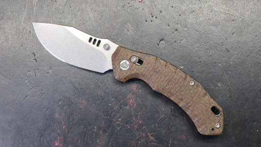 QSP Elk Glow Brown Micarta Handle 14C28N Blade