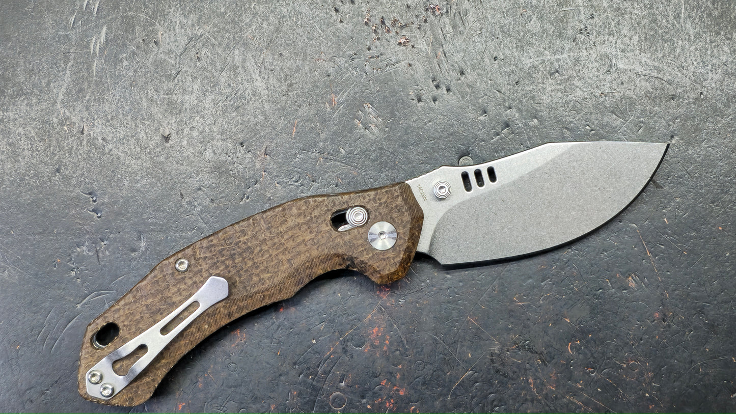 QSP Elk Glow Brown Micarta Handle 14C28N Blade