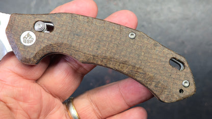 QSP Elk Glow Brown Micarta Handle 14C28N Blade