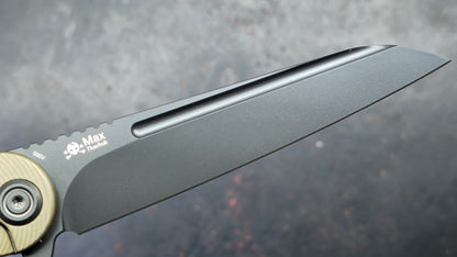 Kubey Dandy Bronze Ti Handle 3.94" Blackwash S90V Blade