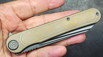 Kubey Dandy Bronze Ti Handle 3.94" Blackwash S90V Blade