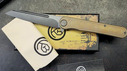 Kubey Dandy Bronze Ti Handle 3.94" Blackwash S90V Blade
