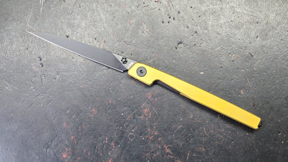 CJRB Lanky Gold Titanium Handle S90V Wharncliffe Black PVD Finish Blade