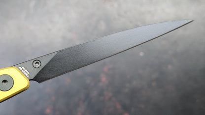 CJRB Lanky Gold Titanium Handle S90V Wharncliffe Black PVD Finish Blade