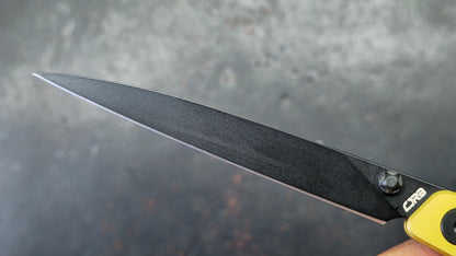 CJRB Lanky Gold Titanium Handle S90V Wharncliffe Black PVD Finish Blade