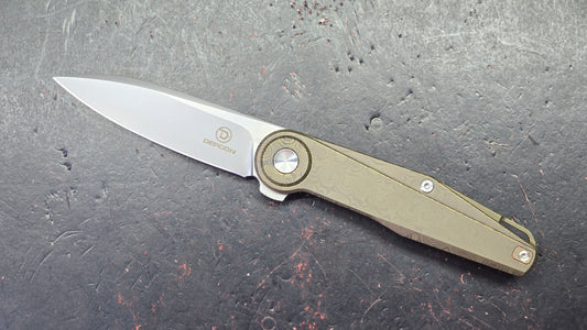 Defcon Pivot Button Lock Bronze Titanium Handle M390 Blade