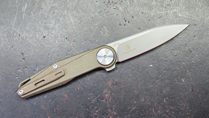 Defcon Pivot Button Lock Bronze Titanium Handle M390 Blade