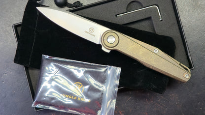 Defcon Pivot Button Lock Bronze Titanium Handle M390 Blade