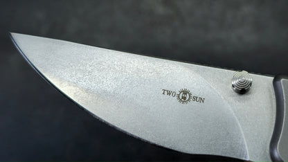 TWOSUN TS152 Button Lock Titanium Handle D2 Blade