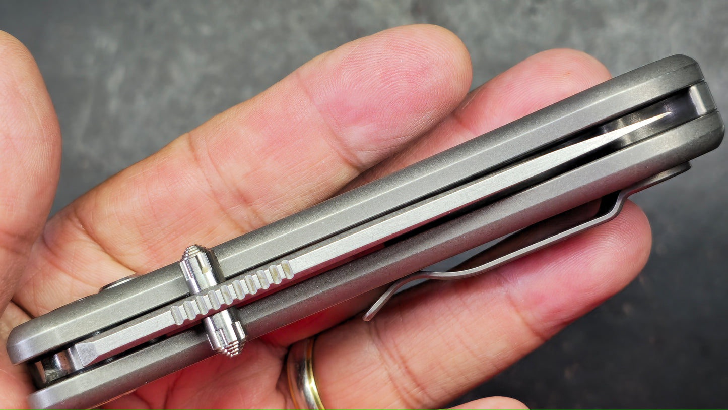 TWOSUN TS152 Button Lock Titanium Handle D2 Blade