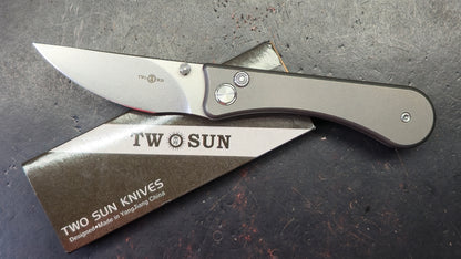 TWOSUN TS152 Button Lock Titanium Handle D2 Blade