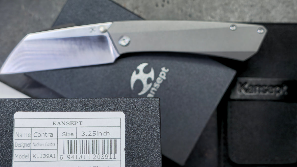 Kansept Contra Gray Titanium Handle CPM S90V Blade