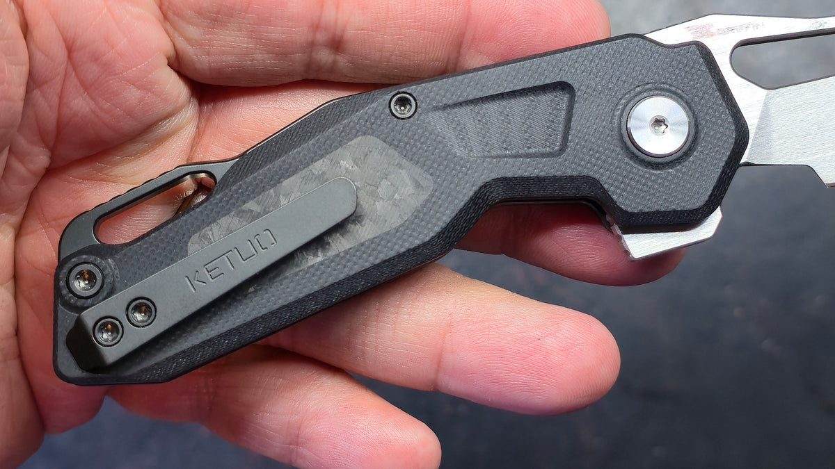 Ketuo Mini Griffin Button Liner Lock G10/CF Handle 14c28n Blade