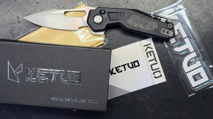 Ketuo Mini Griffin Button Liner Lock G10/CF Handle 14c28n Blade