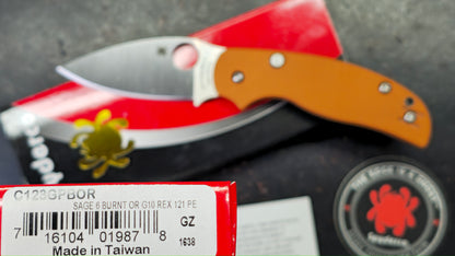 Spyderco Sage 6 Burnt Orange G-10 Handle CPM REX 121