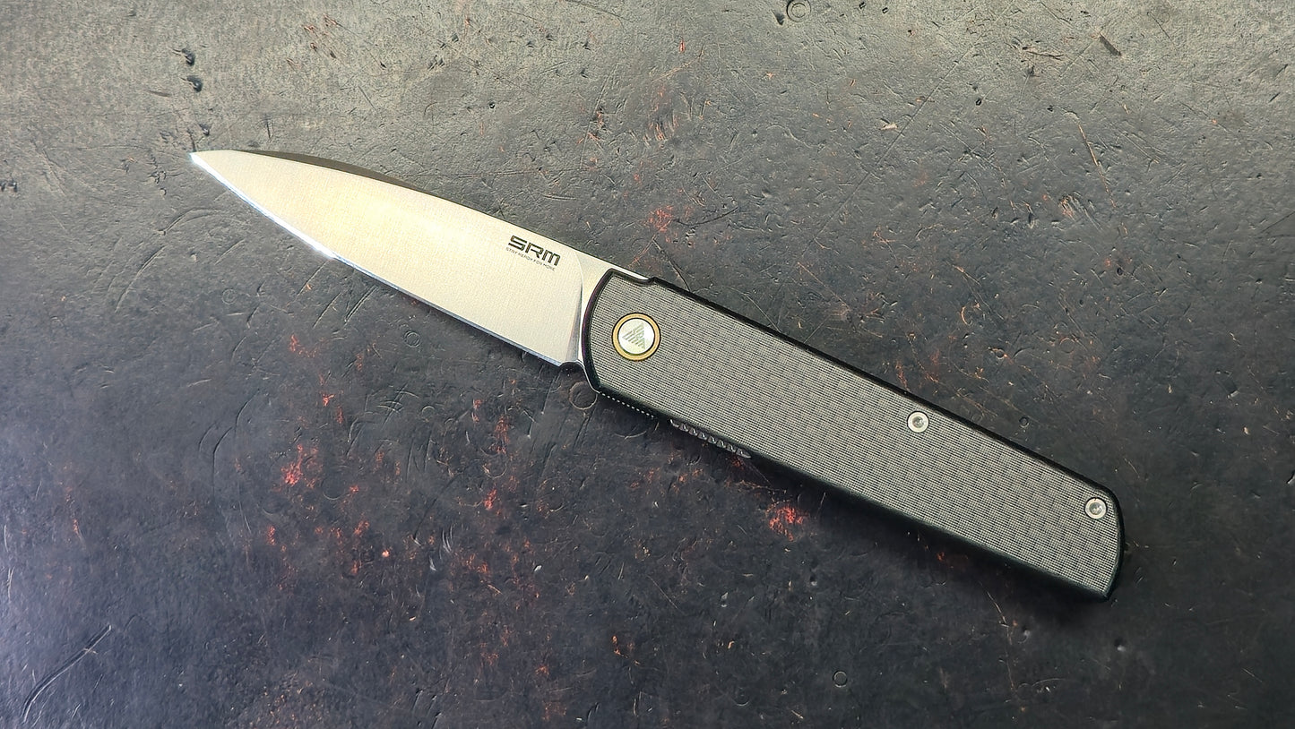 SRM Qrick SRM408LKB Linerlock Black G10/Carbon Fiber Handle 14C28N Blade