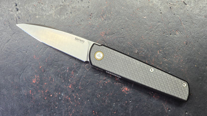 SRM Qrick SRM408LKB Linerlock Black G10/Carbon Fiber Handle 14C28N Blade