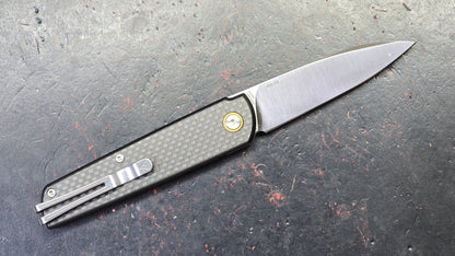 SRM Qrick SRM408LKB Linerlock Black G10/Carbon Fiber Handle 14C28N Blade