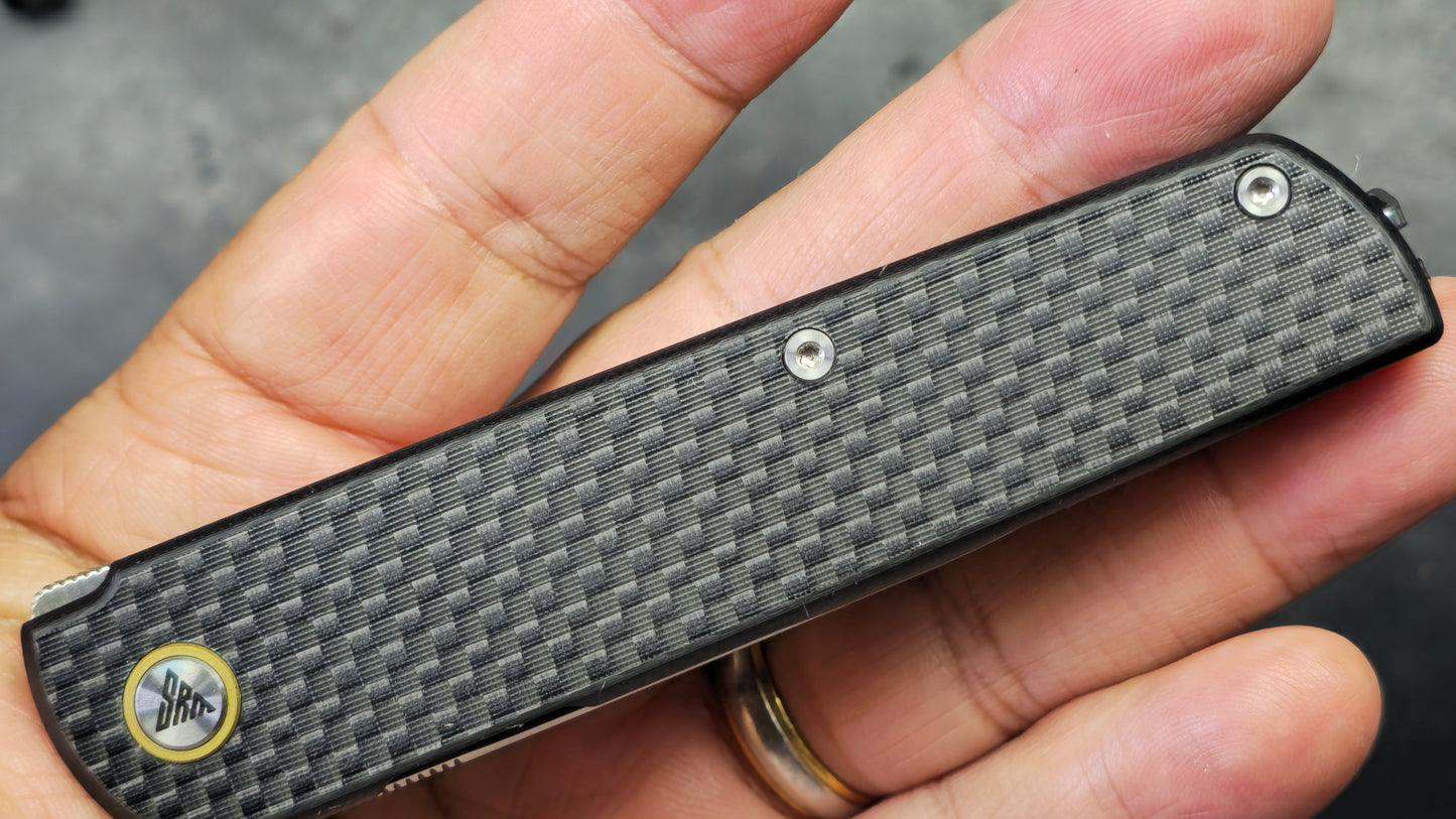 SRM Qrick SRM408LKB Linerlock Black G10/Carbon Fiber Handle 14C28N Blade