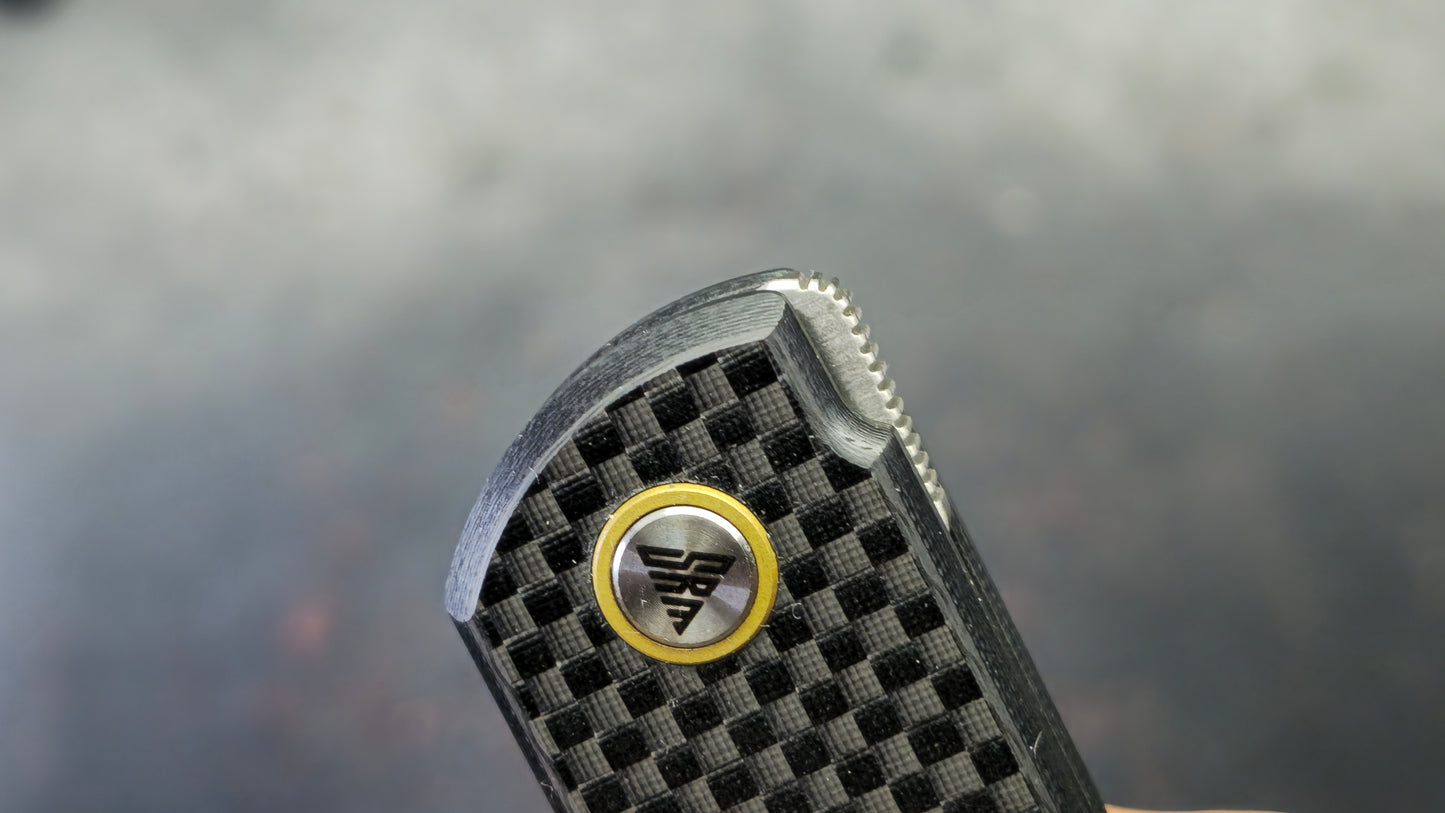 SRM Qrick SRM408LKB Linerlock Black G10/Carbon Fiber Handle 14C28N Blade