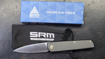 SRM Qrick SRM408LKB Linerlock Black G10/Carbon Fiber Handle 14C28N Blade