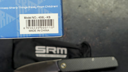 SRM Qrick SRM408LKB Linerlock Black G10/Carbon Fiber Handle 14C28N Blade