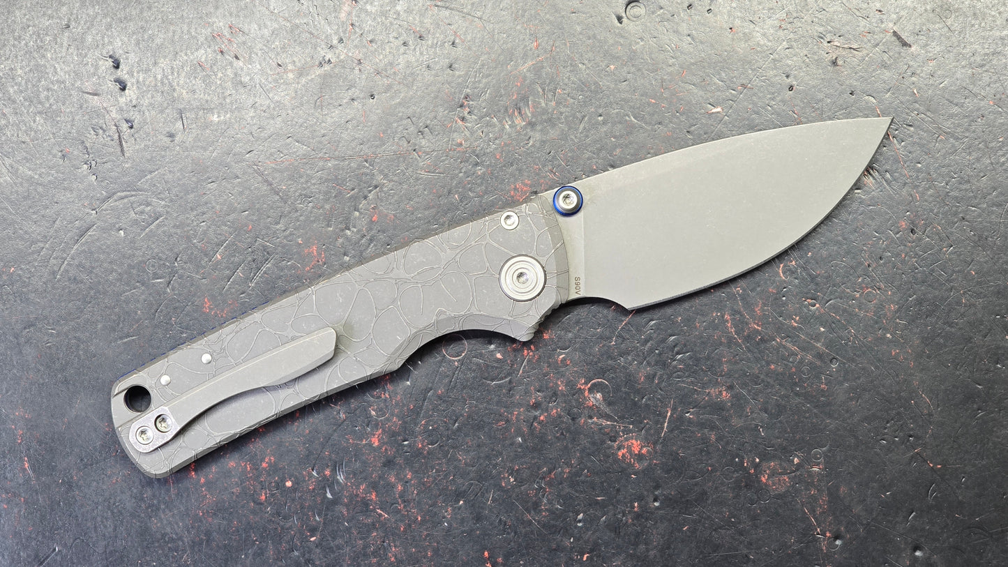 Vosteed Porcupine TiSlim Acid Wash Gray Titanium Handle S90V Acid Wash/Stonewash