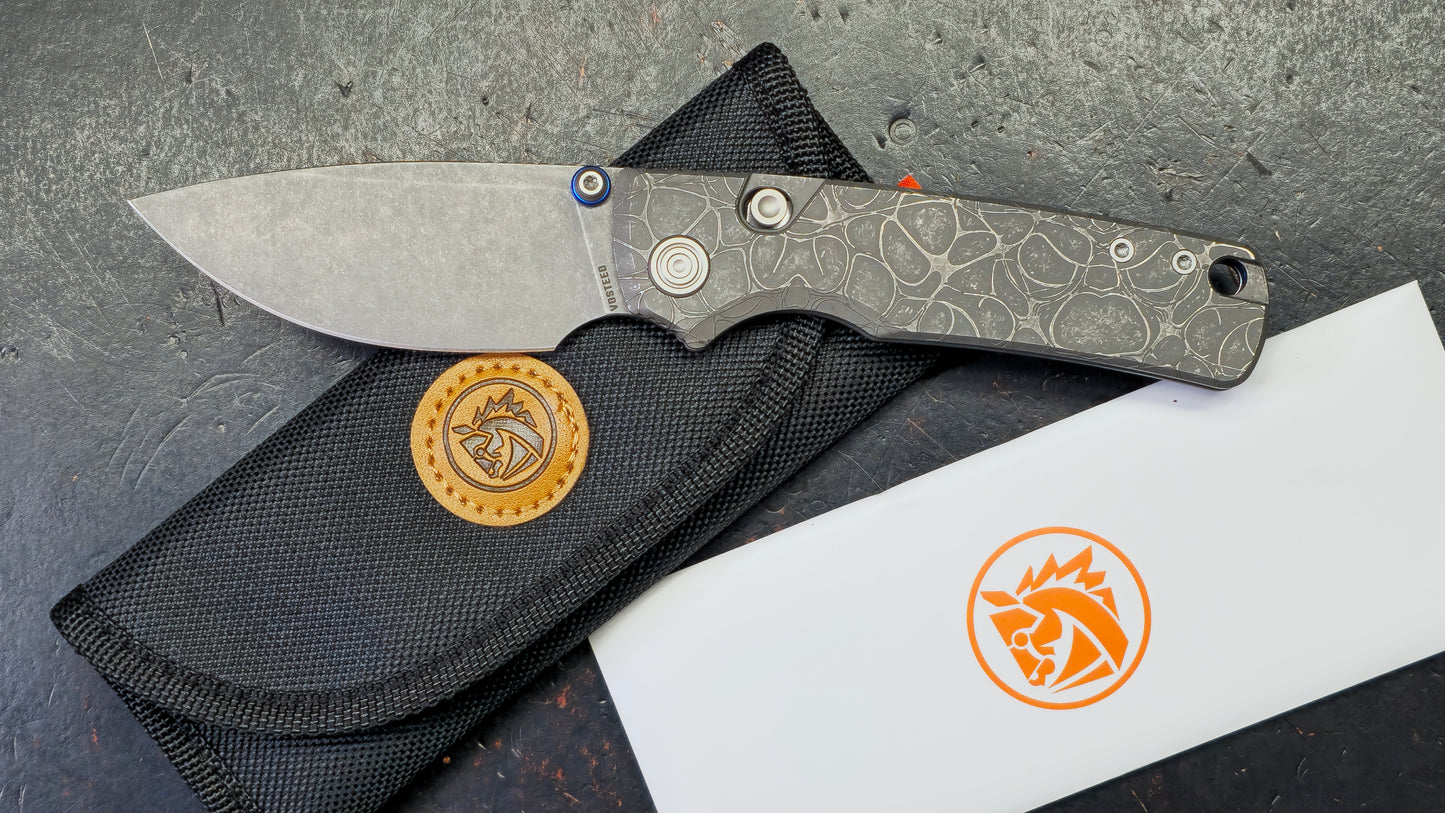 Vosteed Porcupine TiSlim Acid Wash Gray Titanium Handle S90V Acid Wash/Stonewash