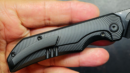 Bestech Mini Taipan Black Titanium Handle M-Cut Satin/Black DLC Blade
