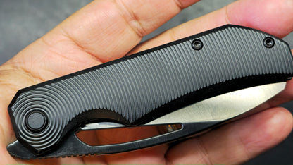 Bestech Mini Taipan Black Titanium Handle M-Cut Satin/Black DLC Blade