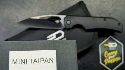 Bestech Mini Taipan Black Titanium Handle M-Cut Satin/Black DLC Blade