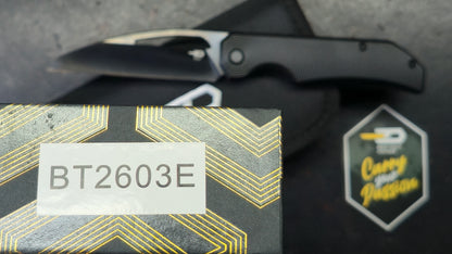 Bestech Mini Taipan Black Titanium Handle M-Cut Satin/Black DLC Blade
