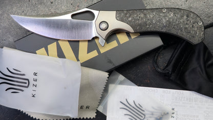 Kizer Cyclone Dark Gray Titanium/Carbon Fiber Handle S35VN Blade
