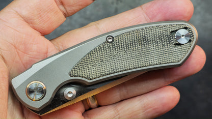 Bestech LITO Titanium/Blk Micarta Handle M390 Satin Finish