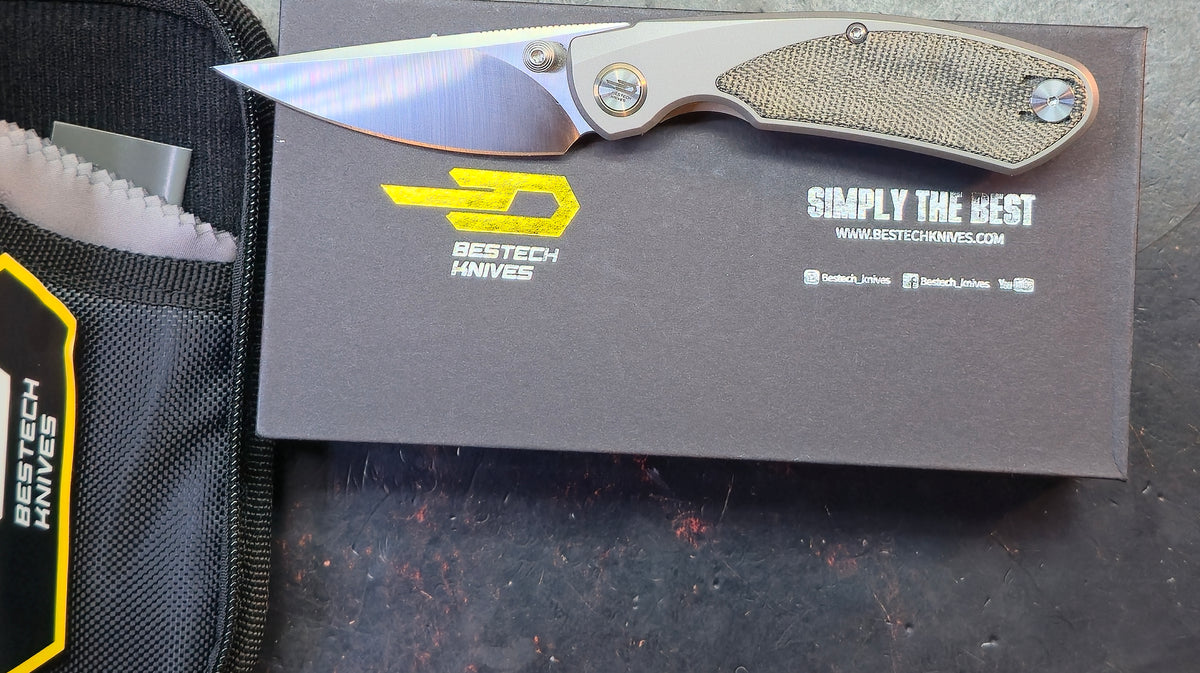 Bestech LITO Titanium/Blk Micarta Handle M390 Satin Finish