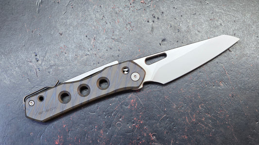WE Vision R Tiger Stripe Titanium Handle CPM 20CV Blade