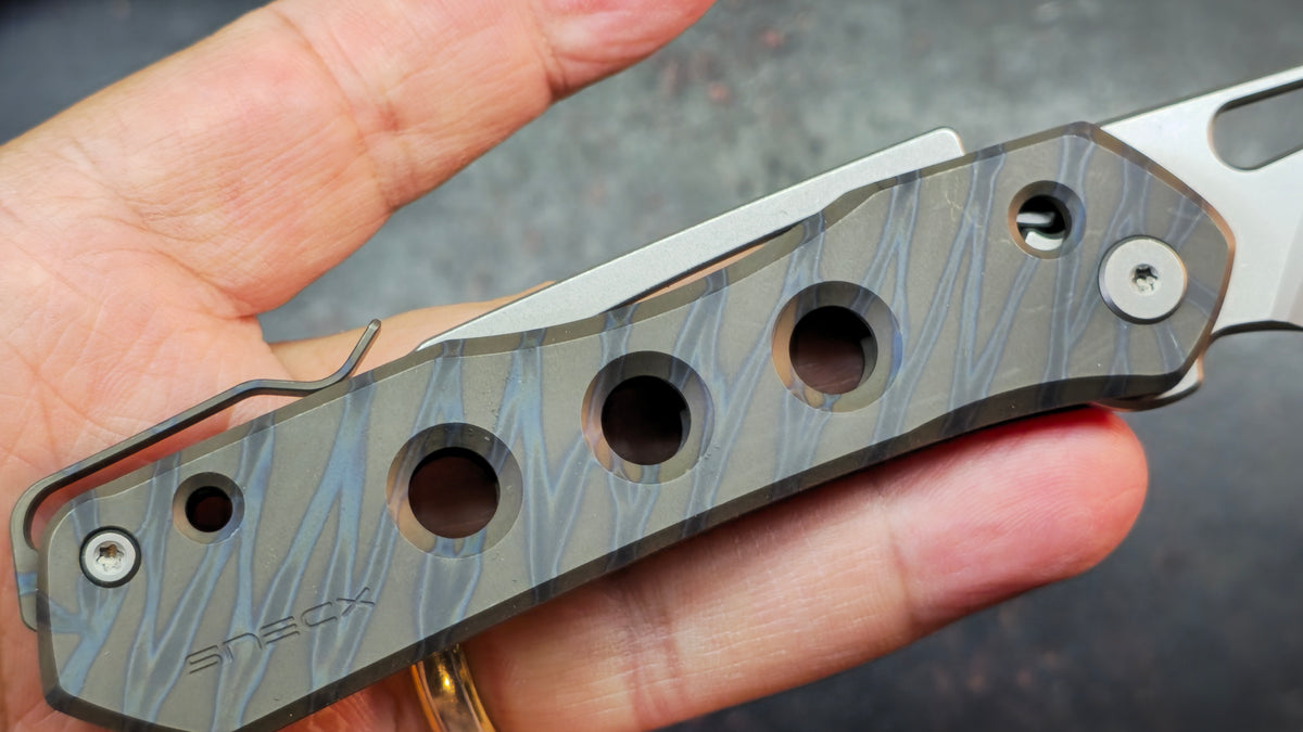 WE Vision R Tiger Stripe Titanium Handle CPM 20CV Blade