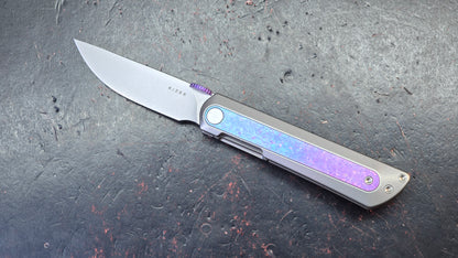 Kizer Quoll Titanium/Blue Crystallized Titanium Handle S45VN Blade