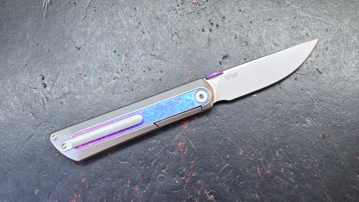 Kizer Quoll Titanium/Blue Crystallized Titanium Handle S45VN Blade