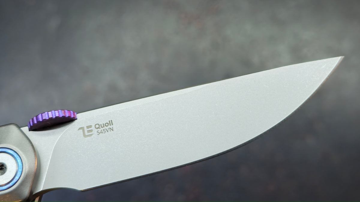 Kizer Quoll Titanium/Blue Crystallized Titanium Handle S45VN Blade