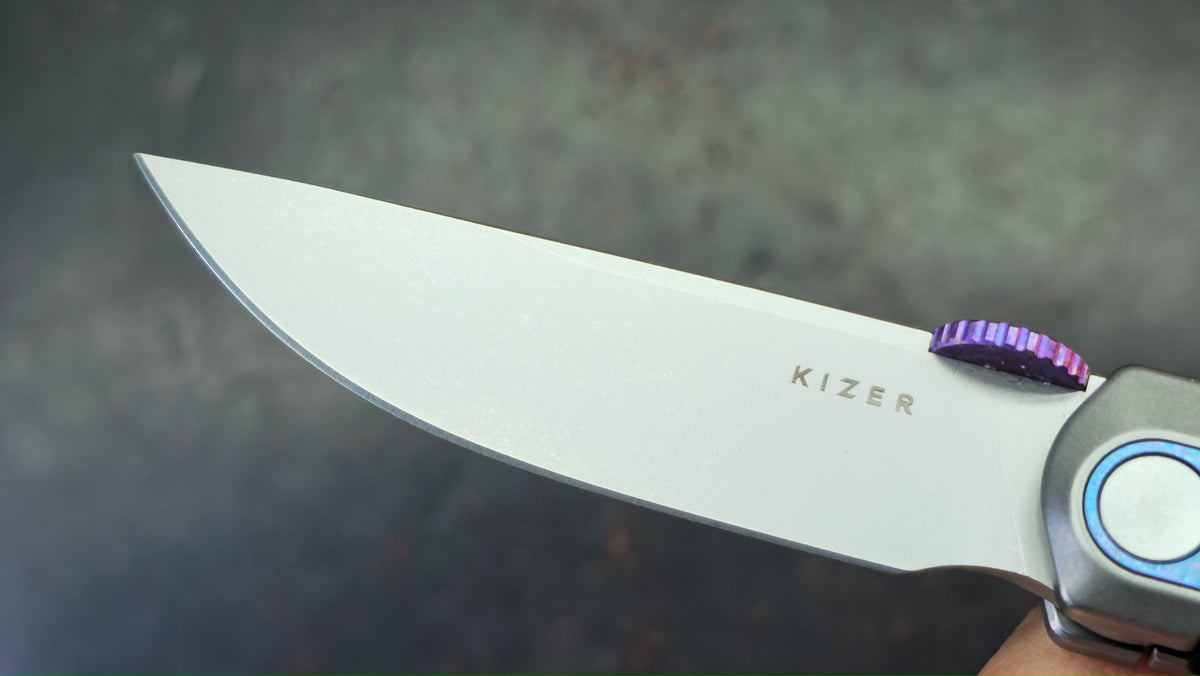 Kizer Quoll Titanium/Blue Crystallized Titanium Handle S45VN Blade
