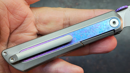 Kizer Quoll Titanium/Blue Crystallized Titanium Handle S45VN Blade