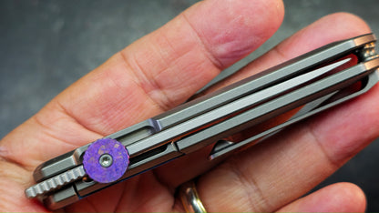 Kizer Quoll Titanium/Blue Crystallized Titanium Handle S45VN Blade