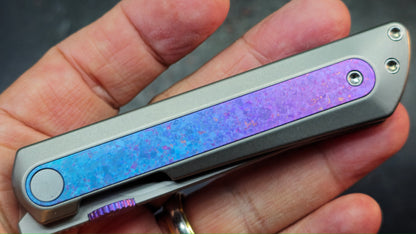 Kizer Quoll Titanium/Blue Crystallized Titanium Handle S45VN Blade