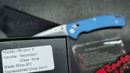 Reate Horizon X - Blue Glass FatCarbon Handle Nitro-X7 Blade